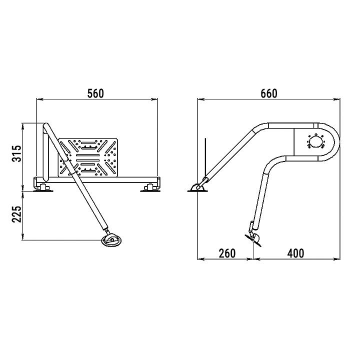 Стойка рулевая с креплением на баллон надувной лодки 25мм в Сочи