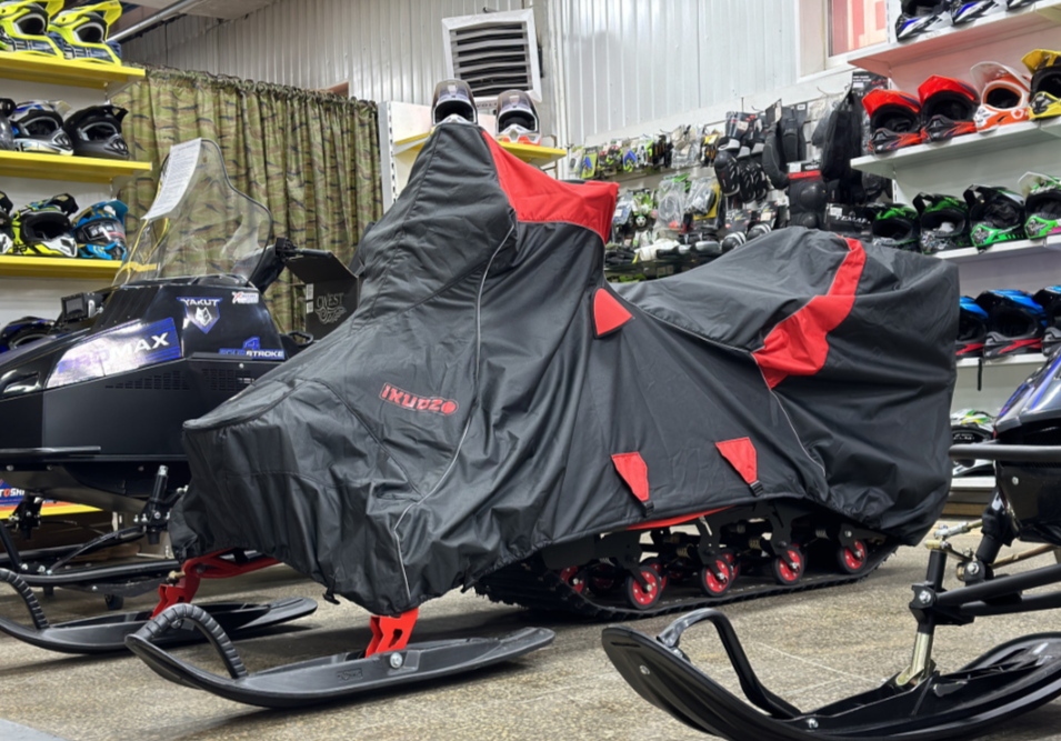 Чехол транспорт. снегохода IKUDZO HUNTER черно-красный Оксфорд ПРЕМИУМ качества с лого IKUDZO в Сочи