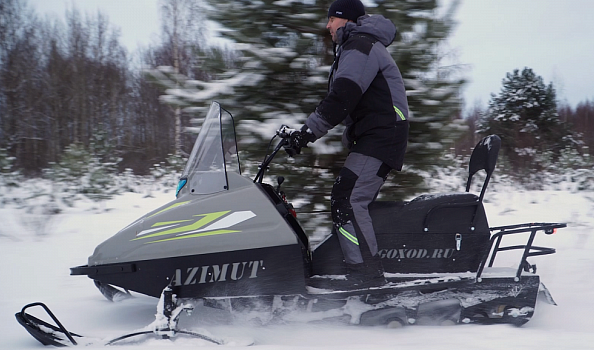Миниснегоход Бурлак Азимут 24 л.с. , эл.запуск, реверс, тормоз гидравл, капот серый в Сочи
