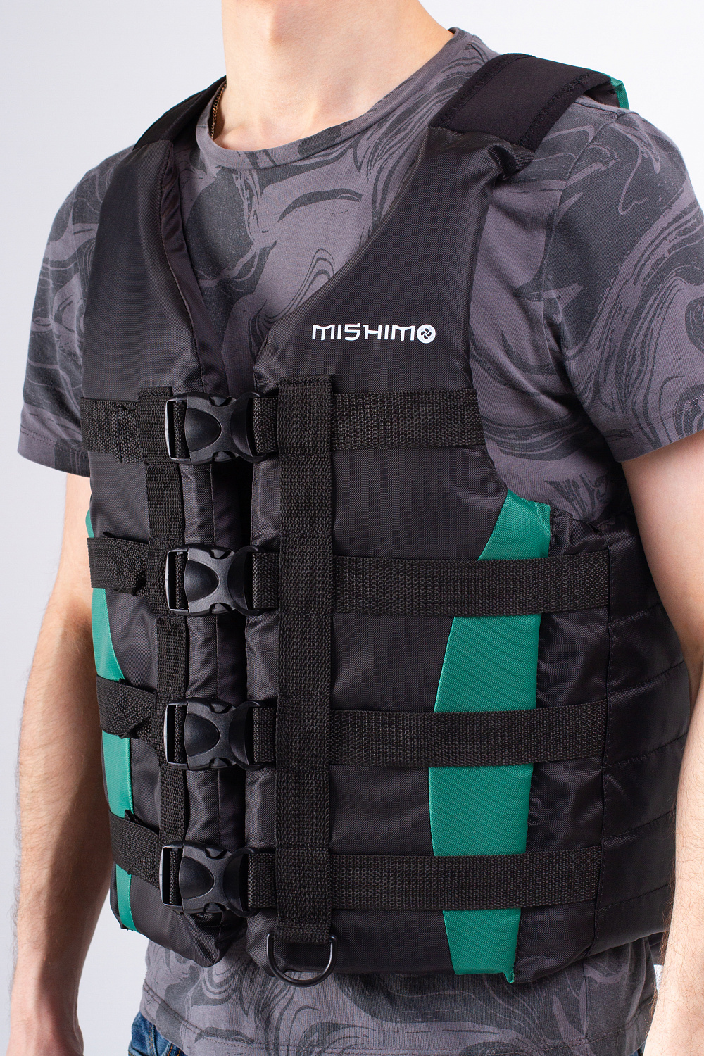 Жилет спасательный MISHIMO PRO Премиум качества Черно-зеленый в Сочи
