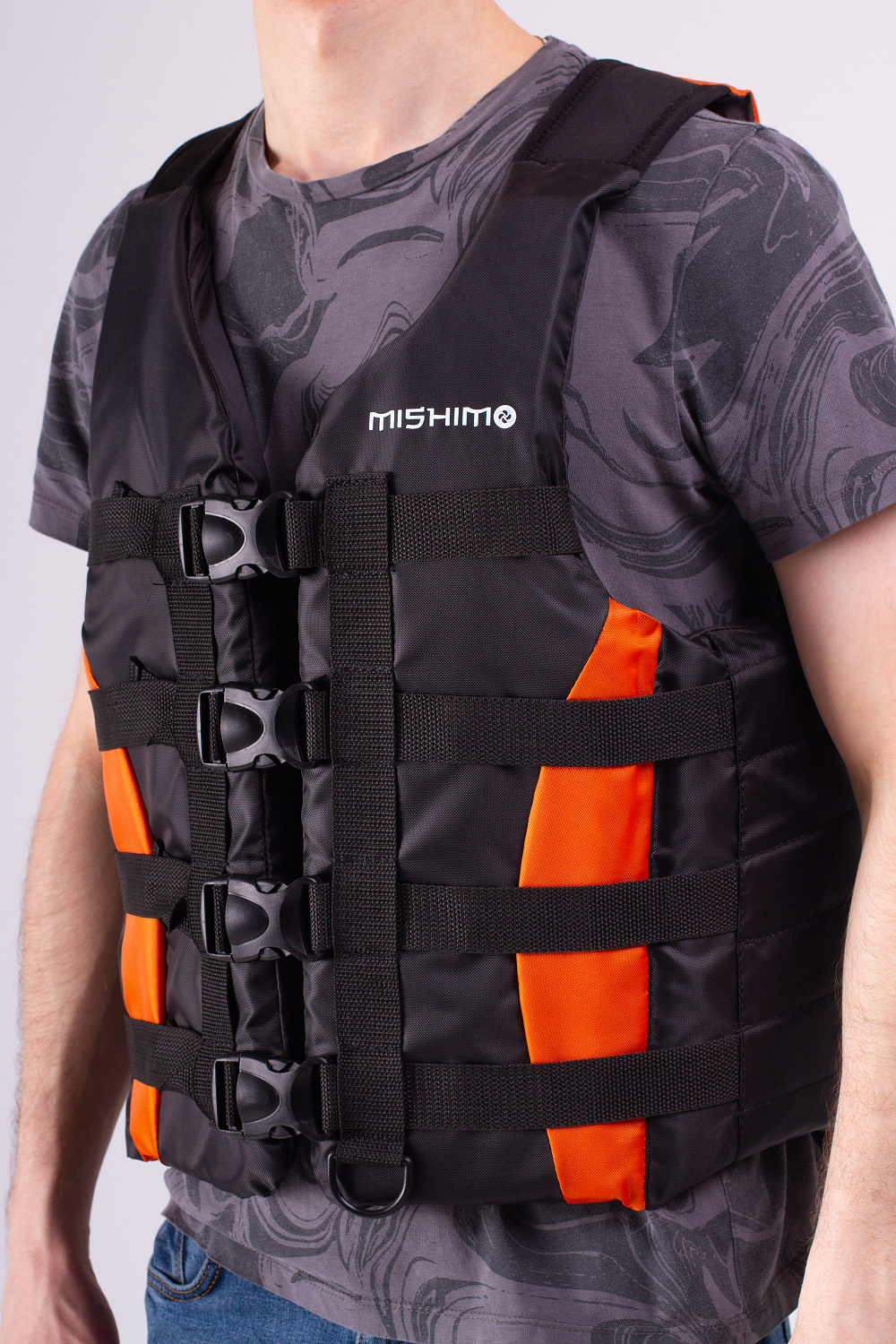 Жилет спасательный MISHIMO PRO Премиум качества Черно-оранжевый в Сочи
